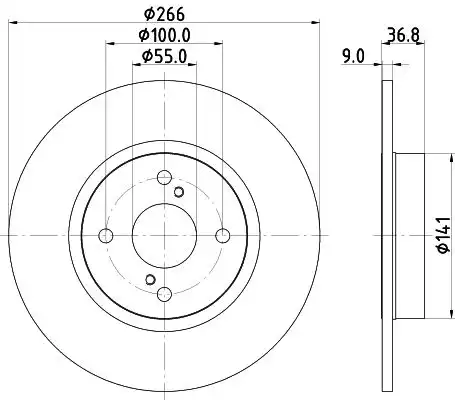 Диск тормозной 266x9 NISSHINBO ND1101