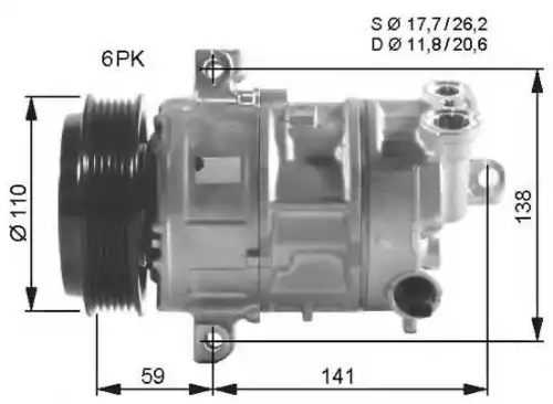 Компрессор кондиционера FIAT Bravo 1.6D 07- NRF 32544