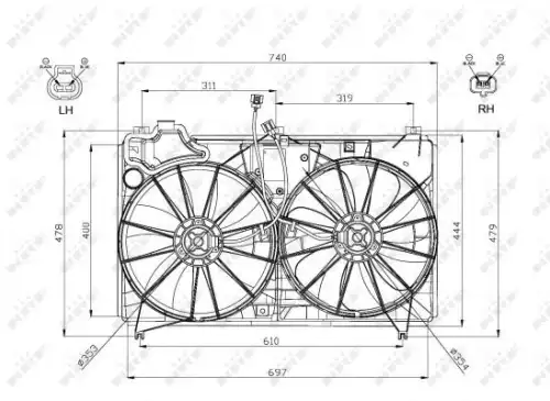 47577 вентилятор охлаждения радиатора toyota camry 06-06 NRF 47577