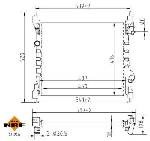 Радиатор системы охлаждения chevrolet spark 1.0 10- NRF 53195A