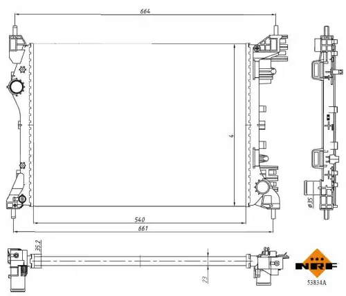 Радиатор системы охлаждения fiat doblo 1.4 10- NRF 53834A