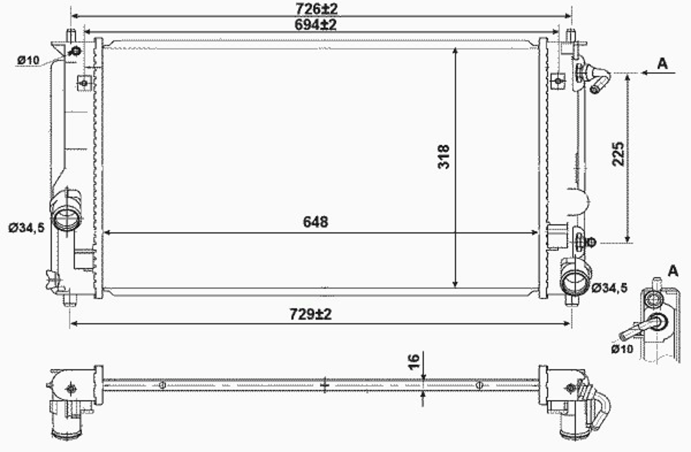Радиатор охлаждения двигателя NRF 53894