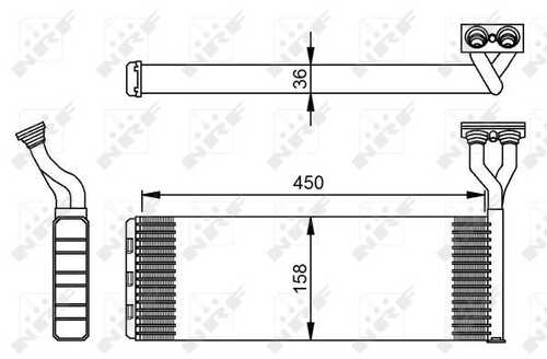 Nrf 54285 радиатор отопителя aluminium/aluminium 450x158x36 NRF 54285