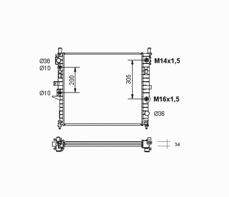 Радиатор охлаждение двигателя NRF 55334