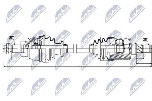 Привод в сборе mini cooper s 1.6 00-08левв NTY NPW-BM-020