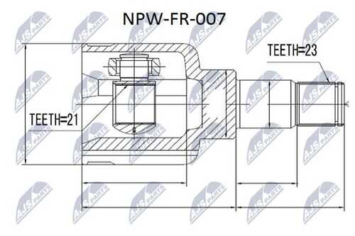 Шрус внутренний ford focus i 1.41.61.8 98-04левв NTY NPW-FR-007