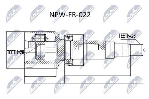 Шрус внутренний ford mondeo ca2 07- ford s-max/galaxy 06- прав NTY NPW-FR-022