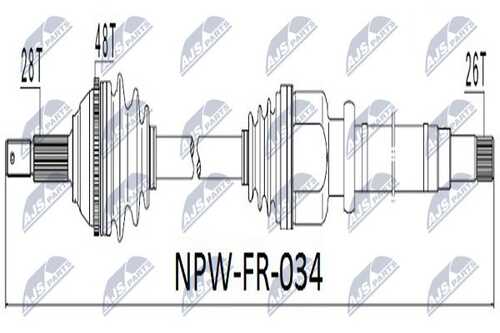 Привод в сборе ford transit 2.0di 63kw 00- прав NTY NPW-FR-034