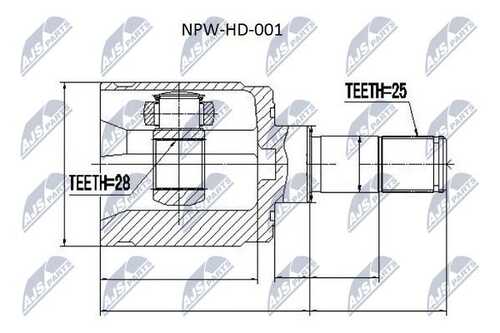 Шрус внутренний honda civic ej/ek 1.41.51.6 95-01левв NTY NPW-HD-001