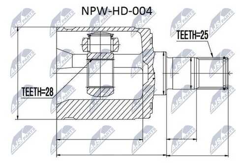 Шрус внутренний honda civic ej/ek 1.41.51.6 95-01 jazz 02- прав NTY NPW-HD-004