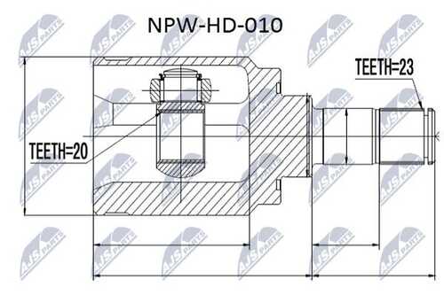 Шрус внутренний honda cr-v rd 01- re 07- crosstour 10- задний NTY NPW-HD-010