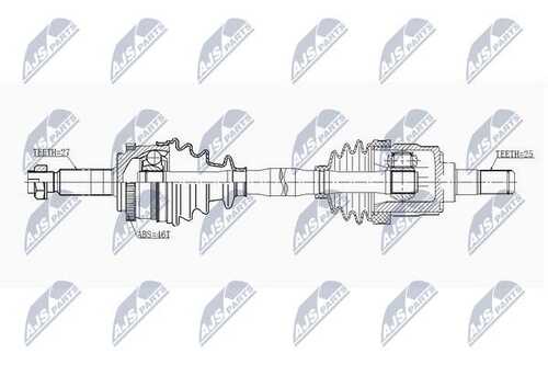 Вал полуоси (привод в сборе) NTY NPW-KA-344