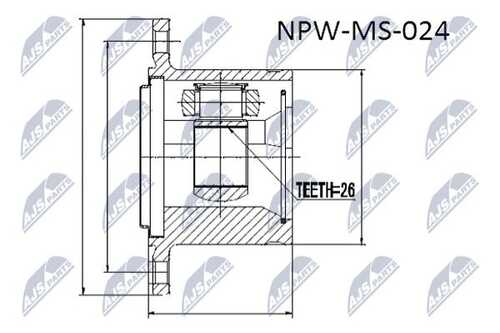 Шрус внутр. к-кт mitsubishi pajero v14w-v55w 91-04 pajero sport k94w/k99w 96-06 правый NTY NPW-MS-024