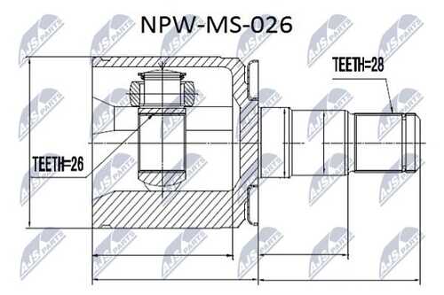 Шрус наружный mitsubishi pajero v14w-v55w 91-04 pajero sport k94w/k99w 96-06 space /лев/ NTY NPW-MS-026
