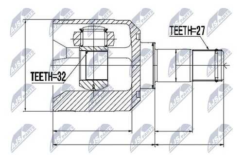 Шрус внутр. к-кт mitsubishi asx 10- eclipse usa dk2/4 06- galant usa dj1/3/5a 06- NTY NPW-MS-036