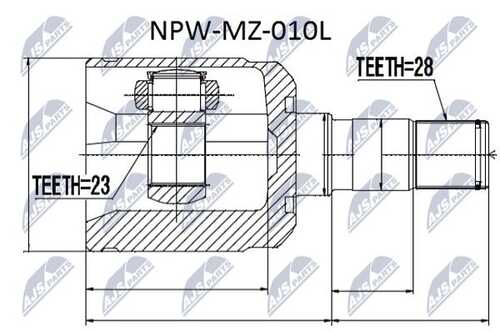 Шрус внутренний mazda 626 ge 1.82.02.0td 91-левв NTY NPW-MZ-010L