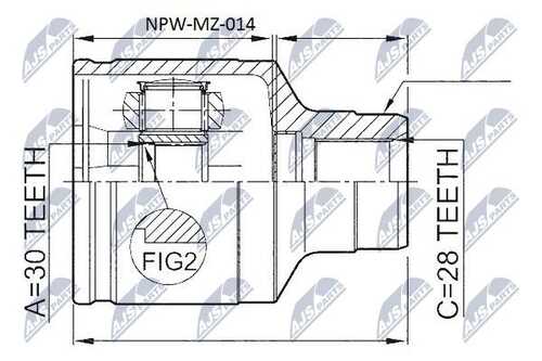 Шрус внутренний mazda 626 gf/gw 2.02.0td 97-02 прав NTY NPW-MZ-014