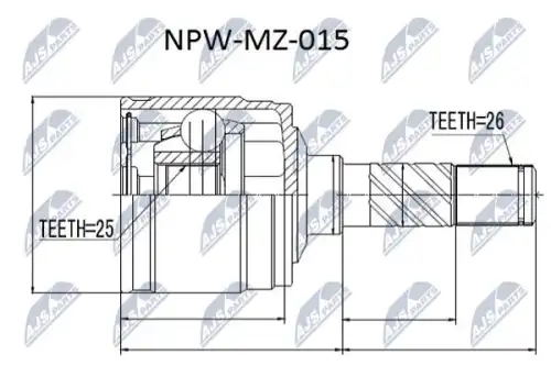 Шрус наружный mazda bt-50 06- ford ranger es/et 06- /конический прав/ NTY NPW-MZ-015