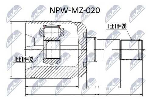 Шрус внутренний mazda 6 gg/gy 1.82.0 02-левв NTY NPW-MZ-020