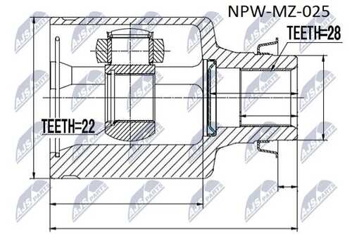 Шрус внутренний mazda 3 bk /mtm/ 1.31.6 03-05 прав NTY NPW-MZ-025