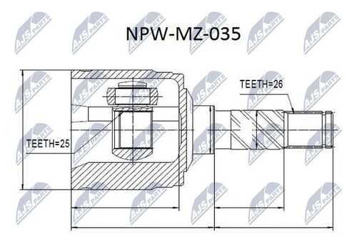 Шрус внутренний mazda b2200/b2500/b2600 96-06 ford ranger 01-06 kia sportage 2.0 94-03 /прав. wewn NTY NPW-MZ-035