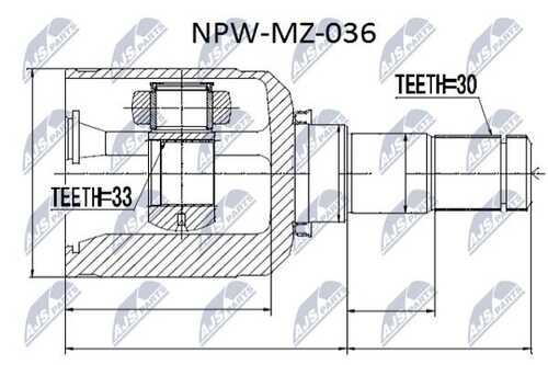 Шрус внутренний mazda 6 diesel gg 02-05ле NTY NPW-MZ-036