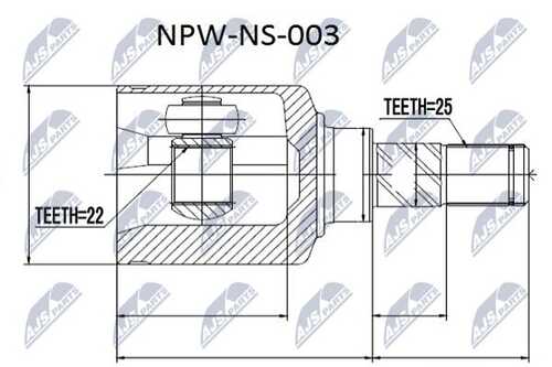 Шрус внутр. к-кт nissan primera p11 1.6 96-00 w11 96-00 правый NTY NPW-NS-003