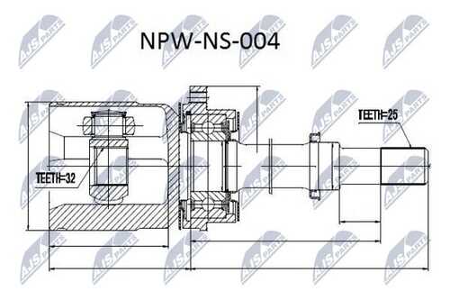 Шрус внутренний nissan primera p11/w11 2.0 96-01 прав NTY NPW-NS-004