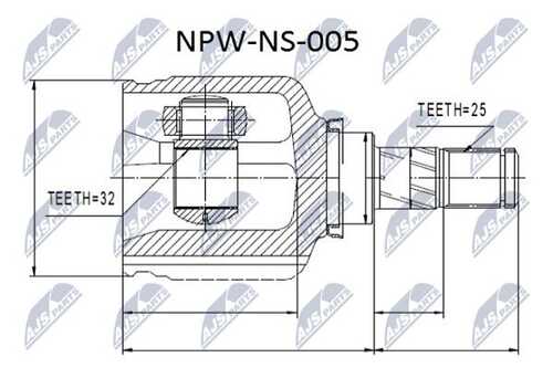 Шрус внутренний nissan primera p11 2.02.0td 96-p11 1.6 00-01 /лев. 32 зубов