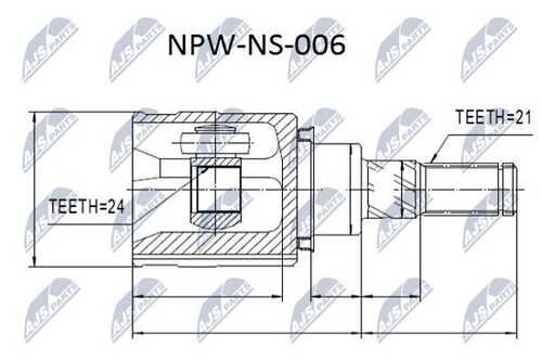 Шрус внутренний nissan murano z50 02-07 x-trail t30 00-06 задний NTY NPW-NS-006