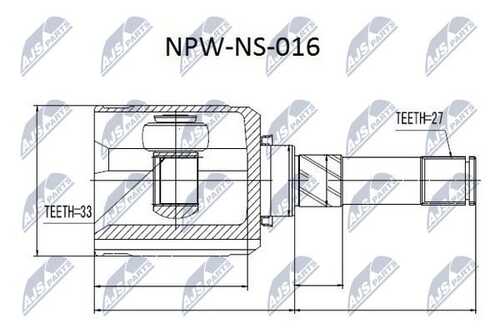 Шрус внутренний nissan qashqai 4wd 06- x-trail t31/t31r 07- renault koleos 08-левв NTY NPW-NS-016