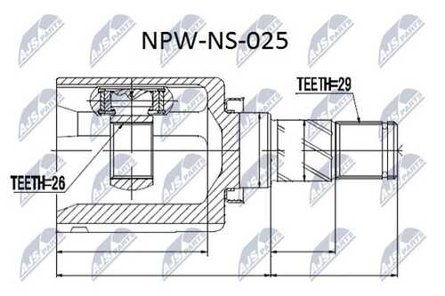 Шрус внутренний nissan x-trail t30 00-06 /лев.перед NTY NPW-NS-025