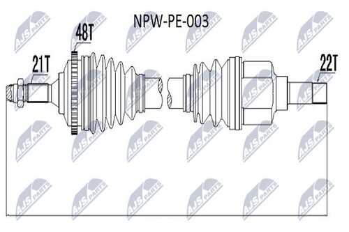 Привод в сборе peugeot 206 1.11.4 98-1.6 98-001.4hdi 01-левв NTY NPW-PE-003