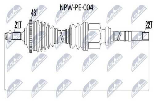 Привод в сборе peugeot 206 1.11.4 98-1.6 98-001.4hdi 01- прав NTY NPW-PE-004