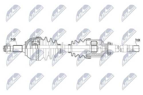 Полуось peugeot 407 1.6hdi1.82.0 04- citroen c5 iii 1.6hdi1.82.0 08- /справакоробка NTY NPW-PE-045