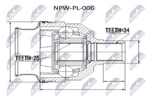 Шрус внутренний opel astra h 1.3cdti 1.7cdti 04- zafira b 1.7cdti 04- vectra c 2.0dti/2.2dti 02- прав NTY NPW-PL-006