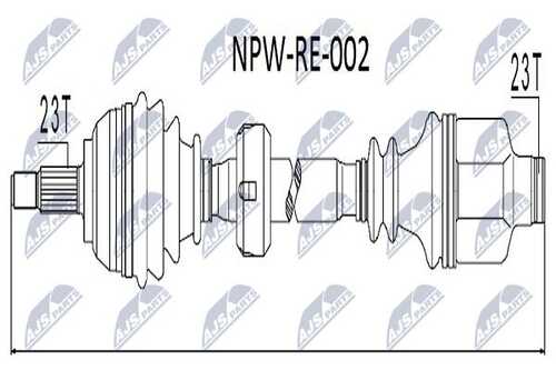Привод в сборе renault laguna 1.61.81.9dti/dci2.02.2d 97-00 /кпп jb3/jc5 прав NTY NPW-RE-002
