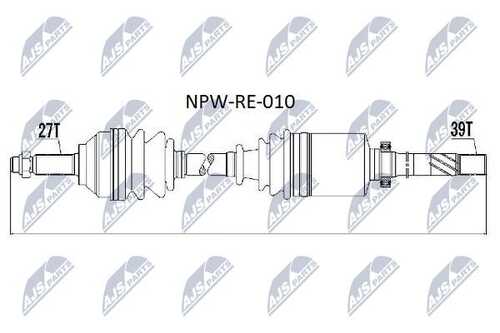 Полуось Renault Trafic II 1.9DCI,2.0,2.5DCI 01- PK5/PK6 , Opel Vivaro 01- правая NTY NPW-RE-010