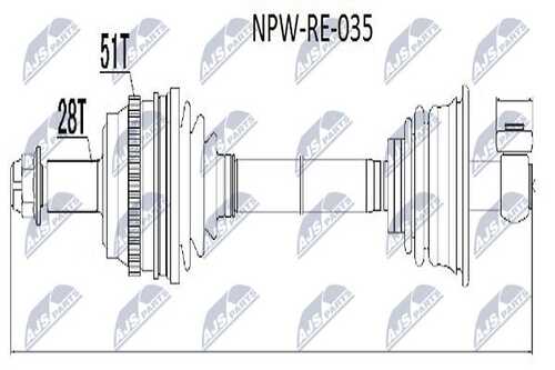 Полуось renault master ii 2.2dci 00- /gear box pk5/pf1 левая NTY NPW-RE-035