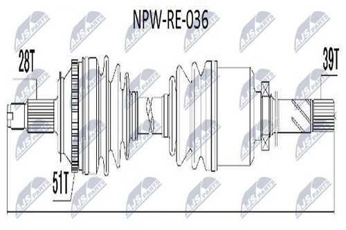 Полуось renault master ii 2.2dci 00- /gear box pk5/pf1/ правая NTY NPW-RE-036