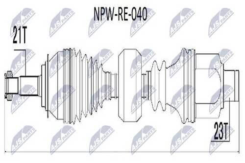 Полуось Renault Logan 2 , Sandero 2 1.6i 16V K4M АКПП 14- правая NTY NPW-RE-040