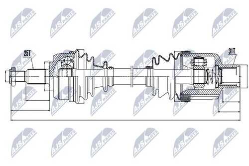 Вал полуоси (привод в сборе) NTY NPW-RE-054
