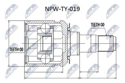Шрус внутр. к-кт toyota lc j120 02- lexus gs470 02- NTY NPW-TY-019