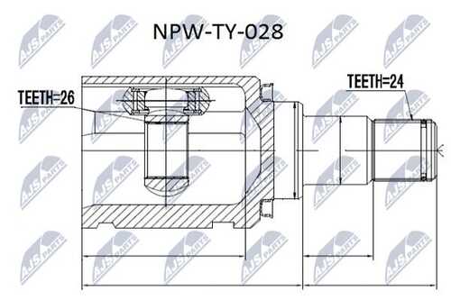 Шрус внутренний toyota avensis cdt250 2.0d 03-06 adt250 2.0d-4d 06-08 azt250 2.0 03-08 corolla verso 2.0d-4d 04-05 corolla cde120 2.0d-4d 01-07лев NTY NPW-TY-028