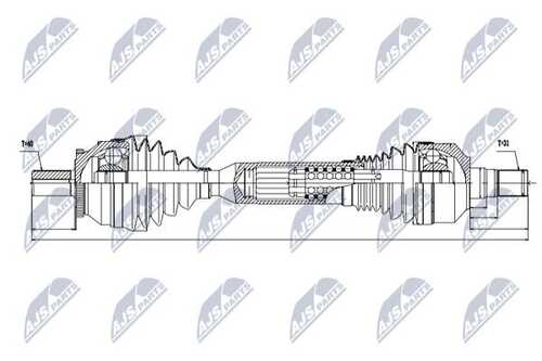 Вал полуоси (привод в сборе) NTY NPW-VV-063
