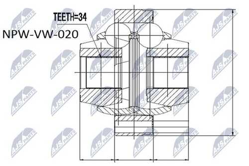 Шрус внутр. к-кт vw sharan ford galaxy seat alhambra 00- /atm/ l/r NTY NPW-VW-020