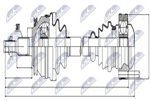 Привод в сборе vw t5 1.9tdi 03 /лев NTY NPW-VW-034