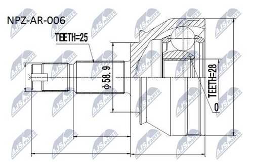 Шруc наружний fiat marea 2.4jtd 99- alfa romeo 145/146/156 1.9jtd2.5 99- NTY NPZ-AR-006