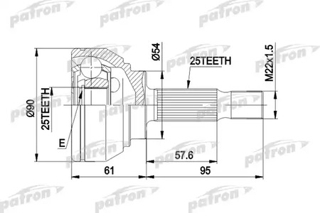 Шарнирный комплект, приводной вал PATRON PCV1006