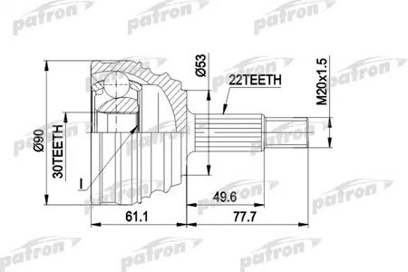 PCV1009 PATRON Шарнирный комплект, приводной вал